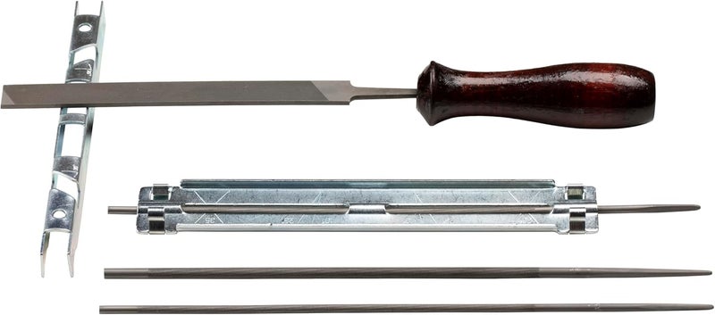 KAKEI Chainsaw Sharpening File Kit, Chainsaw Chain Sharpener - 8 Packs - 3 Round Files(5/32-Inch, 3/16-Inch, 7/32-Inch), Flat File, Depth Gauge Tool, Filing Guide, Wood Handle, Travel Pouch - Image 4